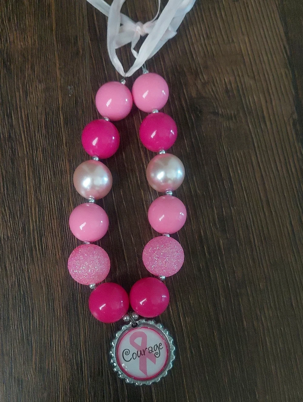 Breast Cancer Awareness Chunky Bead Necklace